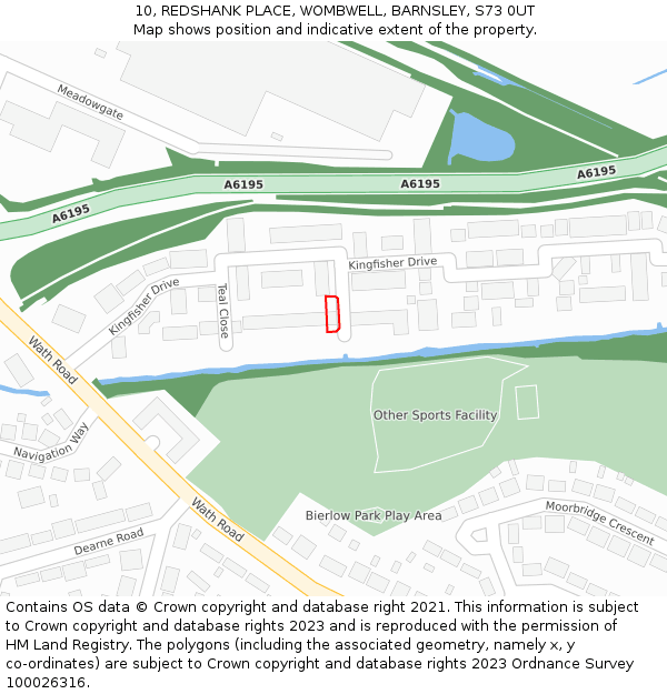 10, REDSHANK PLACE, WOMBWELL, BARNSLEY, S73 0UT: Location map and indicative extent of plot