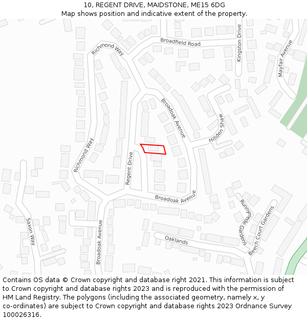 10, REGENT DRIVE, MAIDSTONE, ME15 6DG: Location map and indicative extent of plot