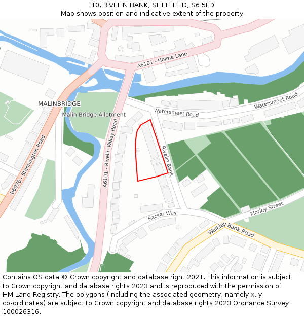 10, RIVELIN BANK, SHEFFIELD, S6 5FD: Location map and indicative extent of plot