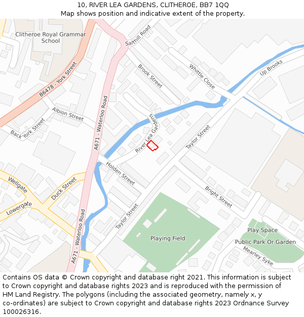 10, RIVER LEA GARDENS, CLITHEROE, BB7 1QQ: Location map and indicative extent of plot