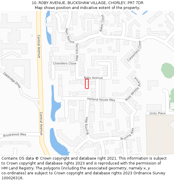 10, ROBY AVENUE, BUCKSHAW VILLAGE, CHORLEY, PR7 7DR: Location map and indicative extent of plot