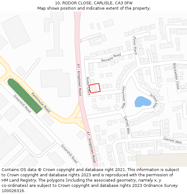 10, RODOR CLOSE, CARLISLE, CA3 0FW: Location map and indicative extent of plot