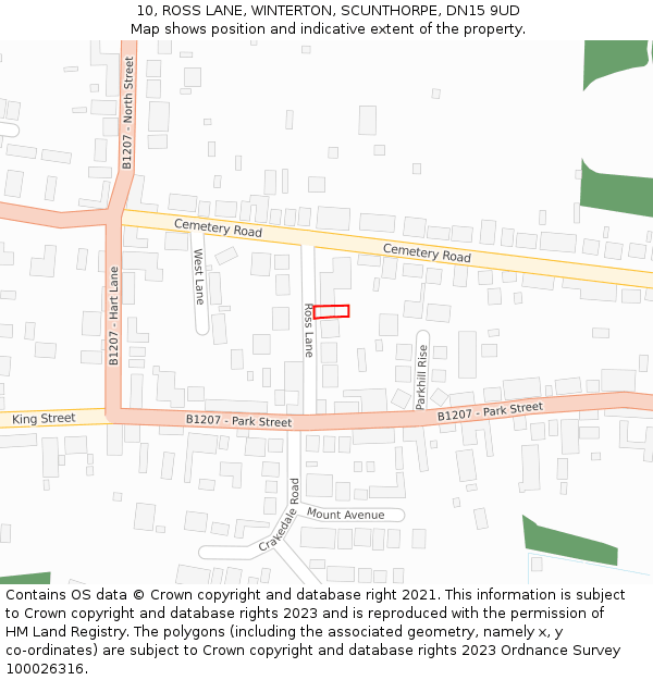 10, ROSS LANE, WINTERTON, SCUNTHORPE, DN15 9UD: Location map and indicative extent of plot