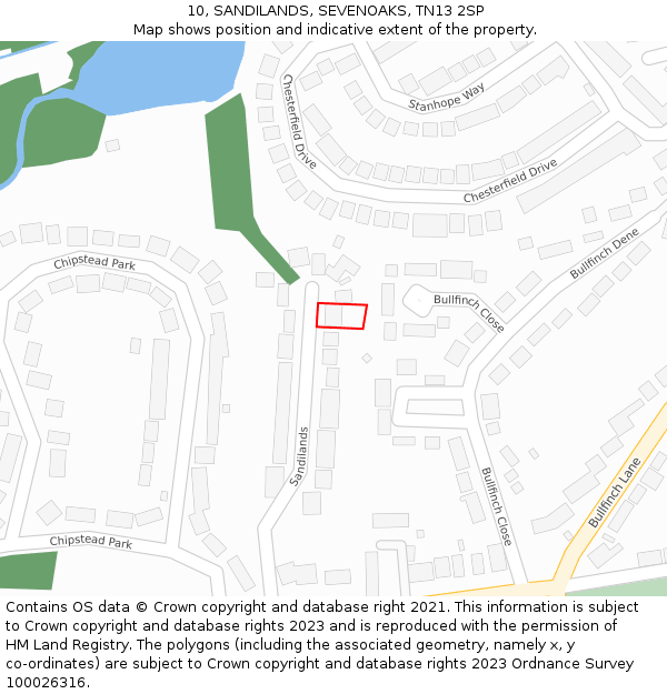 10, SANDILANDS, SEVENOAKS, TN13 2SP: Location map and indicative extent of plot