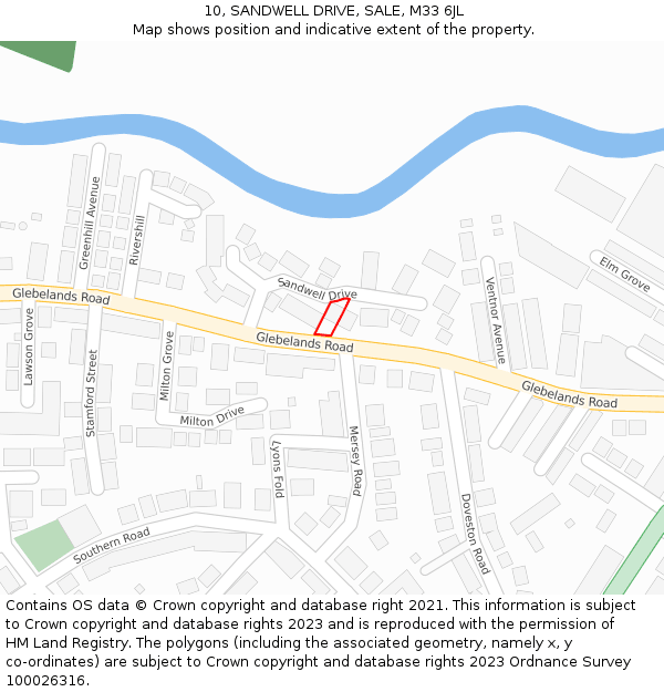 10, SANDWELL DRIVE, SALE, M33 6JL: Location map and indicative extent of plot