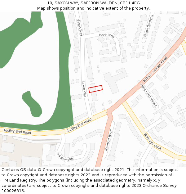 10, SAXON WAY, SAFFRON WALDEN, CB11 4EG: Location map and indicative extent of plot
