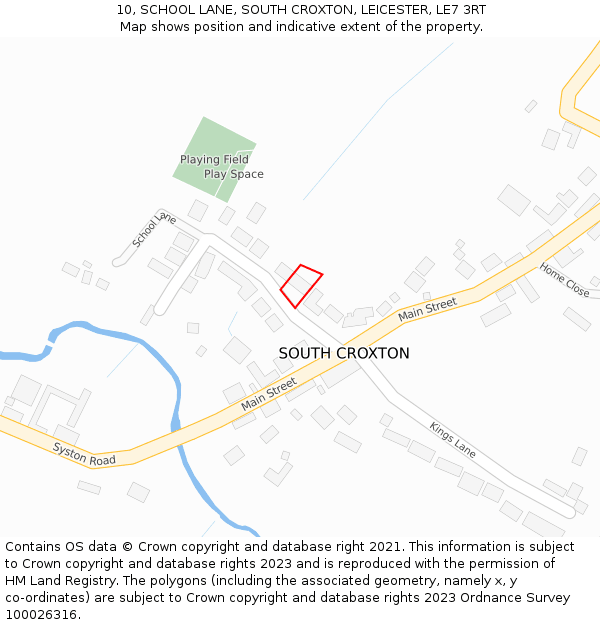 10, SCHOOL LANE, SOUTH CROXTON, LEICESTER, LE7 3RT: Location map and indicative extent of plot