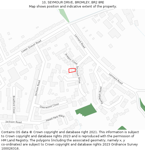 10, SEYMOUR DRIVE, BROMLEY, BR2 8RE: Location map and indicative extent of plot