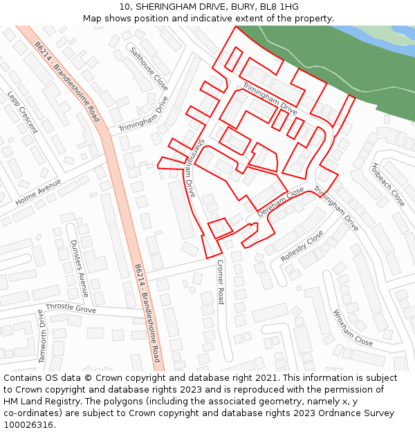 10, SHERINGHAM DRIVE, BURY, BL8 1HG: Location map and indicative extent of plot