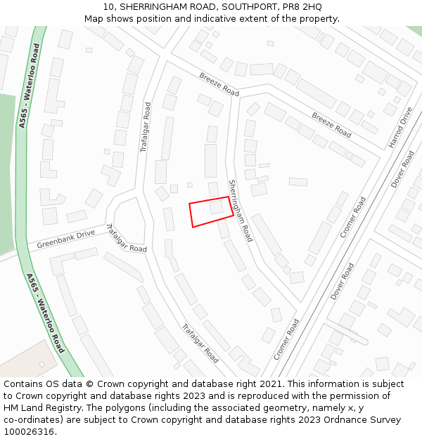 10, SHERRINGHAM ROAD, SOUTHPORT, PR8 2HQ: Location map and indicative extent of plot