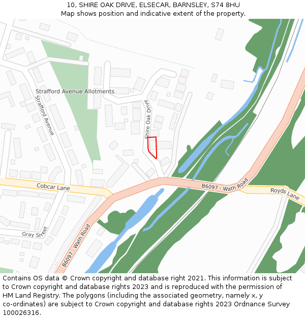 10, SHIRE OAK DRIVE, ELSECAR, BARNSLEY, S74 8HU: Location map and indicative extent of plot