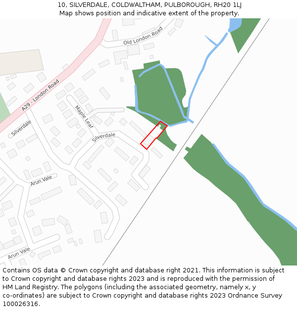 10, SILVERDALE, COLDWALTHAM, PULBOROUGH, RH20 1LJ: Location map and indicative extent of plot