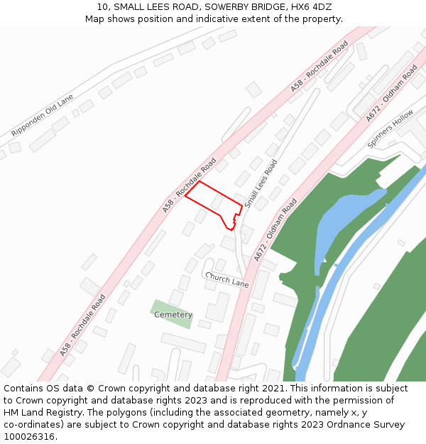 10, SMALL LEES ROAD, SOWERBY BRIDGE, HX6 4DZ: Location map and indicative extent of plot