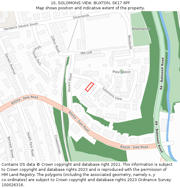 10, SOLOMONS VIEW, BUXTON, SK17 6PF: Location map and indicative extent of plot