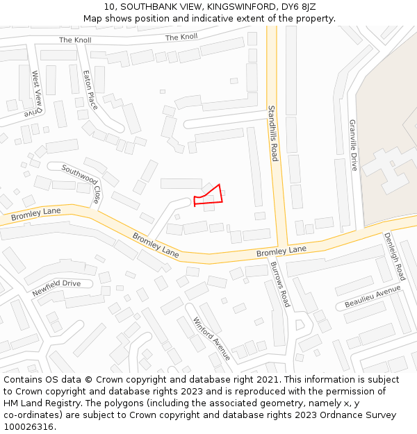 10, SOUTHBANK VIEW, KINGSWINFORD, DY6 8JZ: Location map and indicative extent of plot