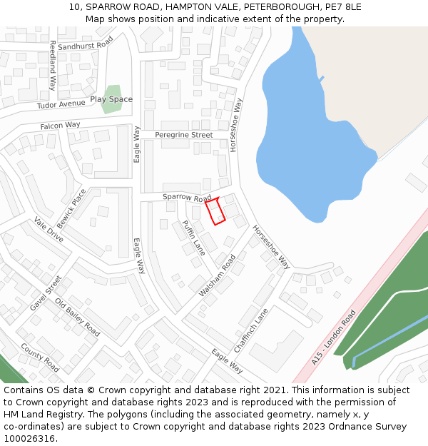 10, SPARROW ROAD, HAMPTON VALE, PETERBOROUGH, PE7 8LE: Location map and indicative extent of plot