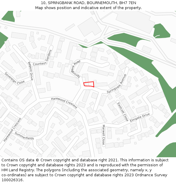 10, SPRINGBANK ROAD, BOURNEMOUTH, BH7 7EN: Location map and indicative extent of plot