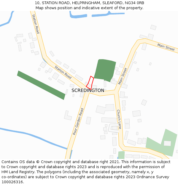 10, STATION ROAD, HELPRINGHAM, SLEAFORD, NG34 0RB: Location map and indicative extent of plot