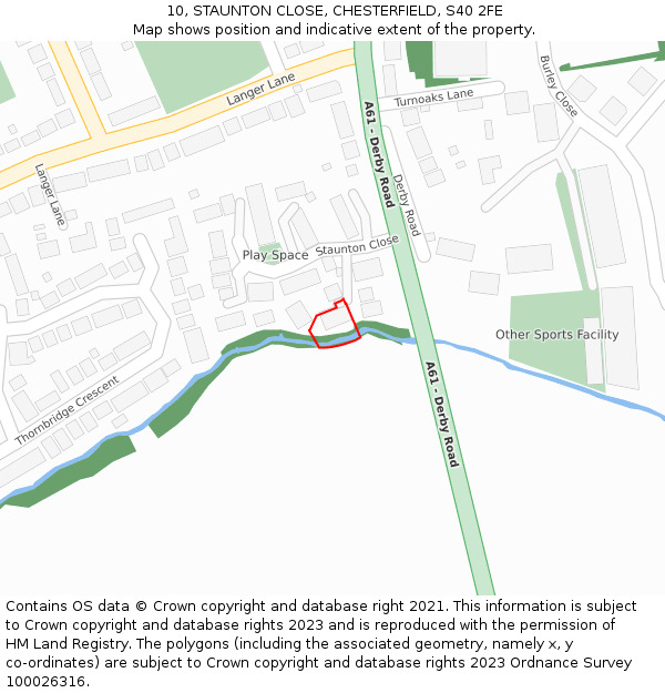 10, STAUNTON CLOSE, CHESTERFIELD, S40 2FE: Location map and indicative extent of plot