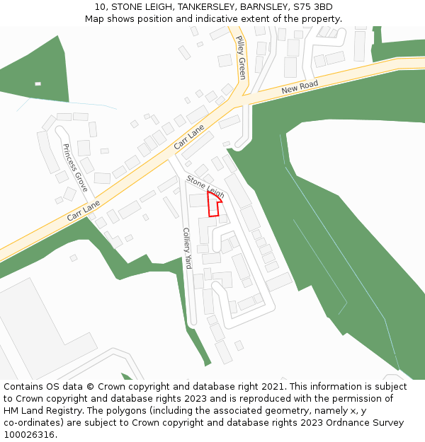 10, STONE LEIGH, TANKERSLEY, BARNSLEY, S75 3BD: Location map and indicative extent of plot
