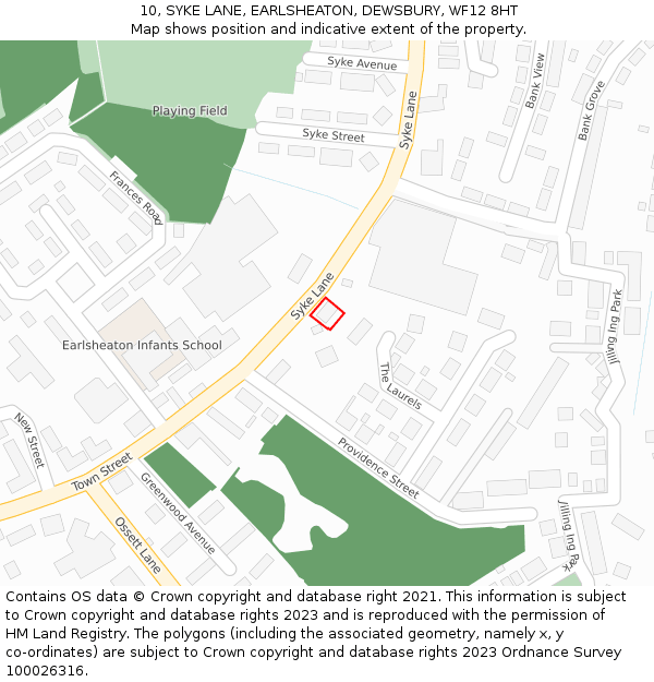 10, SYKE LANE, EARLSHEATON, DEWSBURY, WF12 8HT: Location map and indicative extent of plot