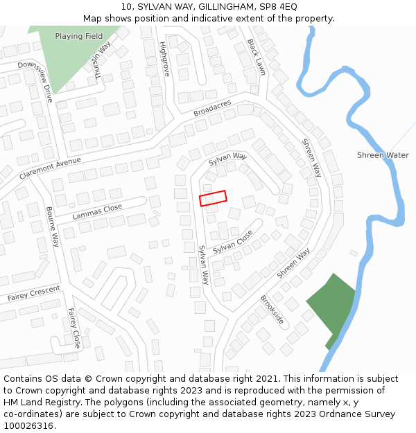 10, SYLVAN WAY, GILLINGHAM, SP8 4EQ: Location map and indicative extent of plot