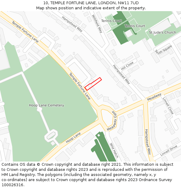 10, TEMPLE FORTUNE LANE, LONDON, NW11 7UD: Location map and indicative extent of plot