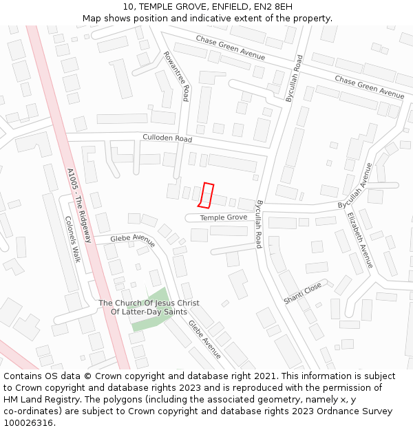 10, TEMPLE GROVE, ENFIELD, EN2 8EH: Location map and indicative extent of plot
