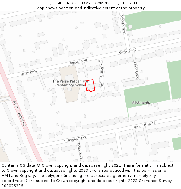 10, TEMPLEMORE CLOSE, CAMBRIDGE, CB1 7TH: Location map and indicative extent of plot