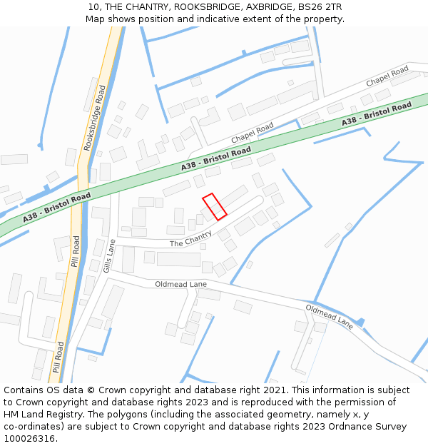 10, THE CHANTRY, ROOKSBRIDGE, AXBRIDGE, BS26 2TR: Location map and indicative extent of plot