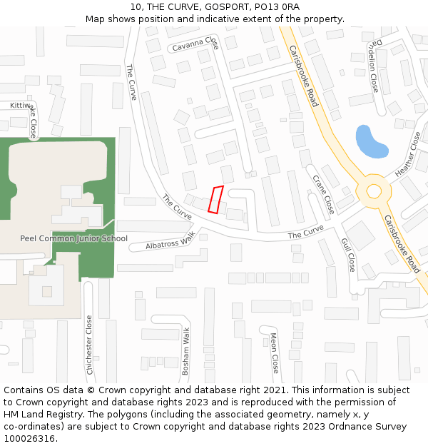 10, THE CURVE, GOSPORT, PO13 0RA: Location map and indicative extent of plot