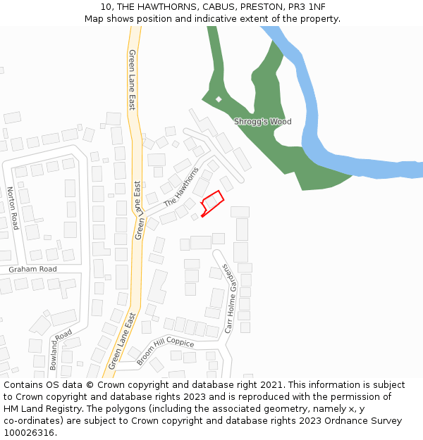 10, THE HAWTHORNS, CABUS, PRESTON, PR3 1NF: Location map and indicative extent of plot