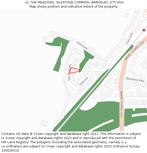 10, THE MEADOWS, SILKSTONE COMMON, BARNSLEY, S75 4SG: Location map and indicative extent of plot