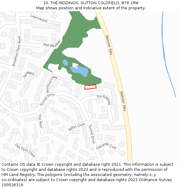 10, THE RIDDINGS, SUTTON COLDFIELD, B76 1RW: Location map and indicative extent of plot