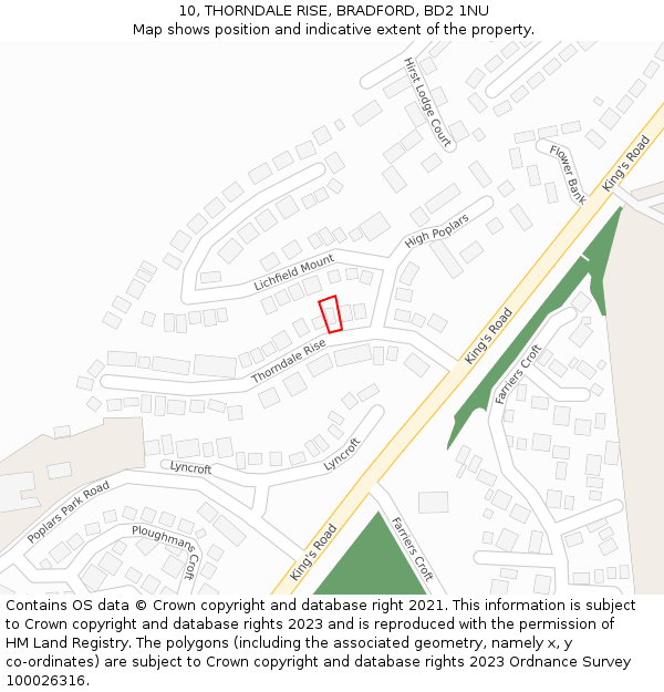 10, THORNDALE RISE, BRADFORD, BD2 1NU: Location map and indicative extent of plot