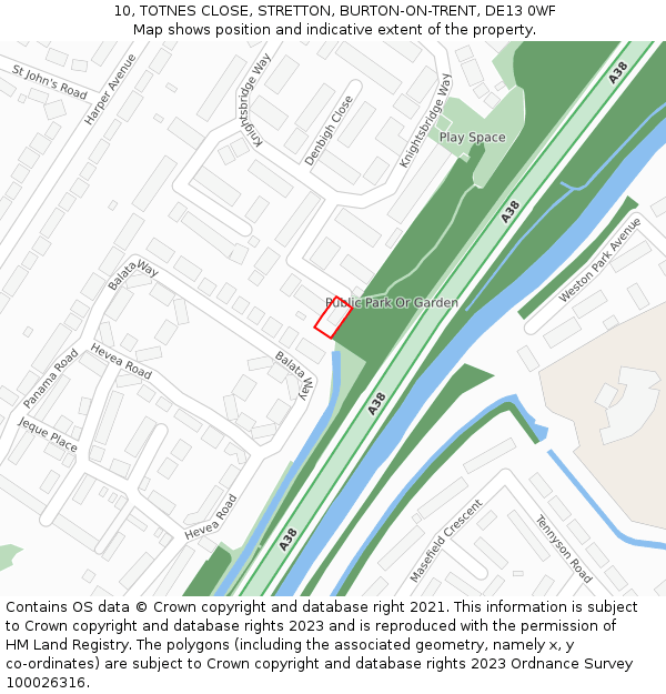 10, TOTNES CLOSE, STRETTON, BURTON-ON-TRENT, DE13 0WF: Location map and indicative extent of plot