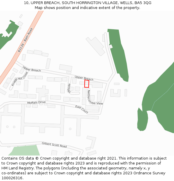 10, UPPER BREACH, SOUTH HORRINGTON VILLAGE, WELLS, BA5 3QG: Location map and indicative extent of plot