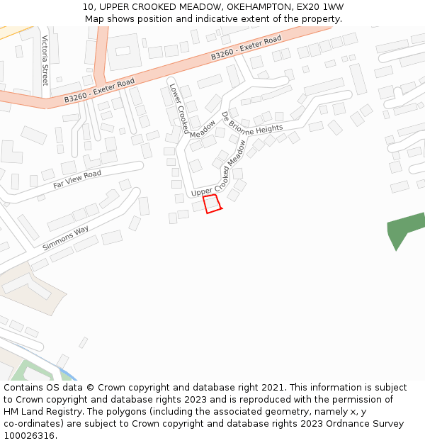 10, UPPER CROOKED MEADOW, OKEHAMPTON, EX20 1WW: Location map and indicative extent of plot