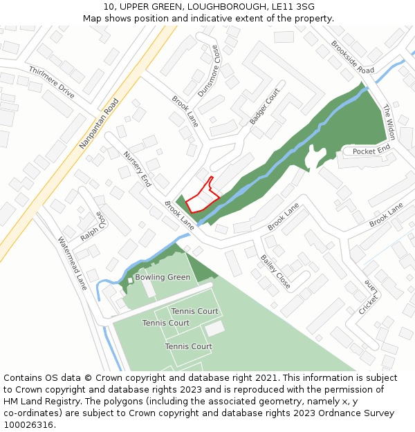 10, UPPER GREEN, LOUGHBOROUGH, LE11 3SG: Location map and indicative extent of plot