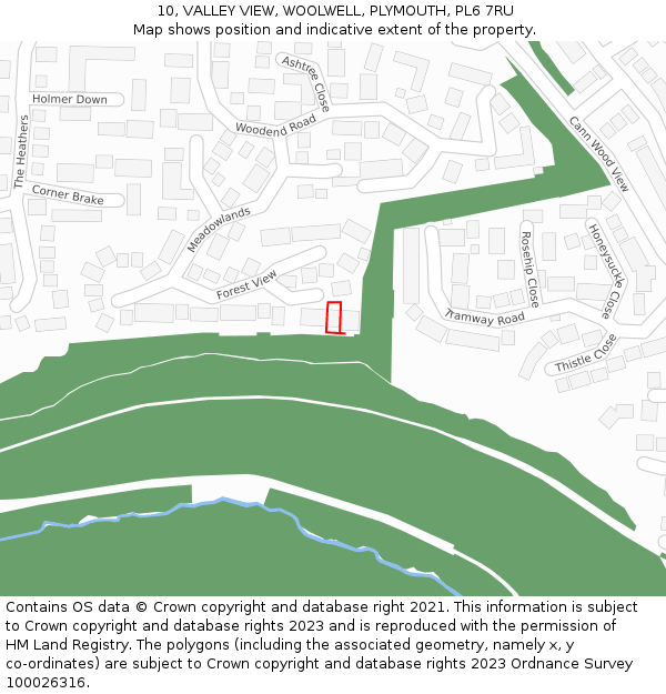 10, VALLEY VIEW, WOOLWELL, PLYMOUTH, PL6 7RU: Location map and indicative extent of plot