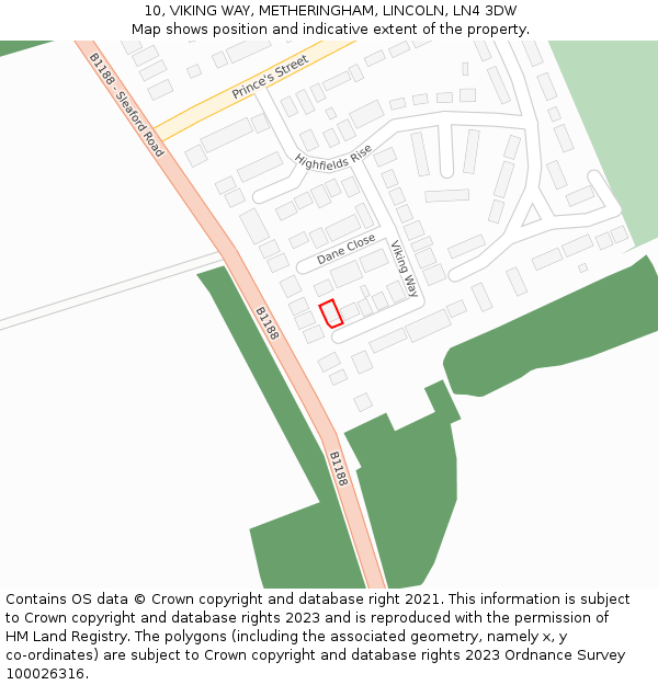 10, VIKING WAY, METHERINGHAM, LINCOLN, LN4 3DW: Location map and indicative extent of plot