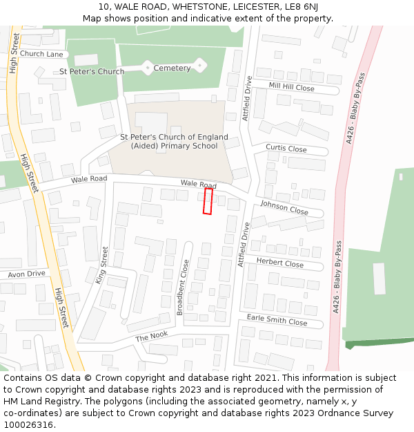 10, WALE ROAD, WHETSTONE, LEICESTER, LE8 6NJ: Location map and indicative extent of plot
