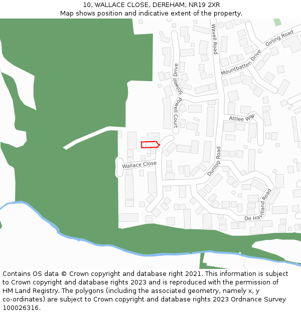 10, WALLACE CLOSE, DEREHAM, NR19 2XR: Location map and indicative extent of plot