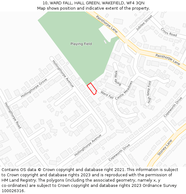10, WARD FALL, HALL GREEN, WAKEFIELD, WF4 3QN: Location map and indicative extent of plot