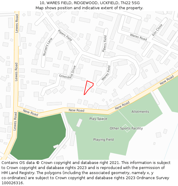 10, WARES FIELD, RIDGEWOOD, UCKFIELD, TN22 5SG: Location map and indicative extent of plot