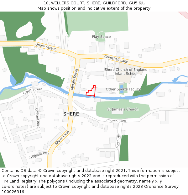 10, WELLERS COURT, SHERE, GUILDFORD, GU5 9JU: Location map and indicative extent of plot
