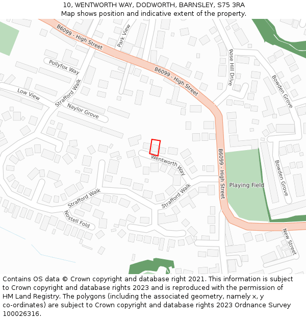 10, WENTWORTH WAY, DODWORTH, BARNSLEY, S75 3RA: Location map and indicative extent of plot