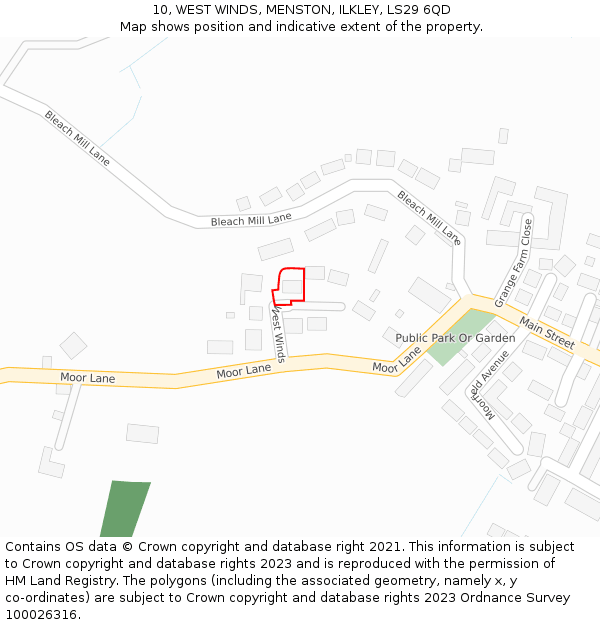 10, WEST WINDS, MENSTON, ILKLEY, LS29 6QD: Location map and indicative extent of plot