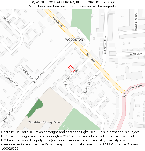 10, WESTBROOK PARK ROAD, PETERBOROUGH, PE2 9JG: Location map and indicative extent of plot