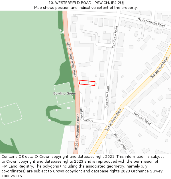 10, WESTERFIELD ROAD, IPSWICH, IP4 2UJ: Location map and indicative extent of plot